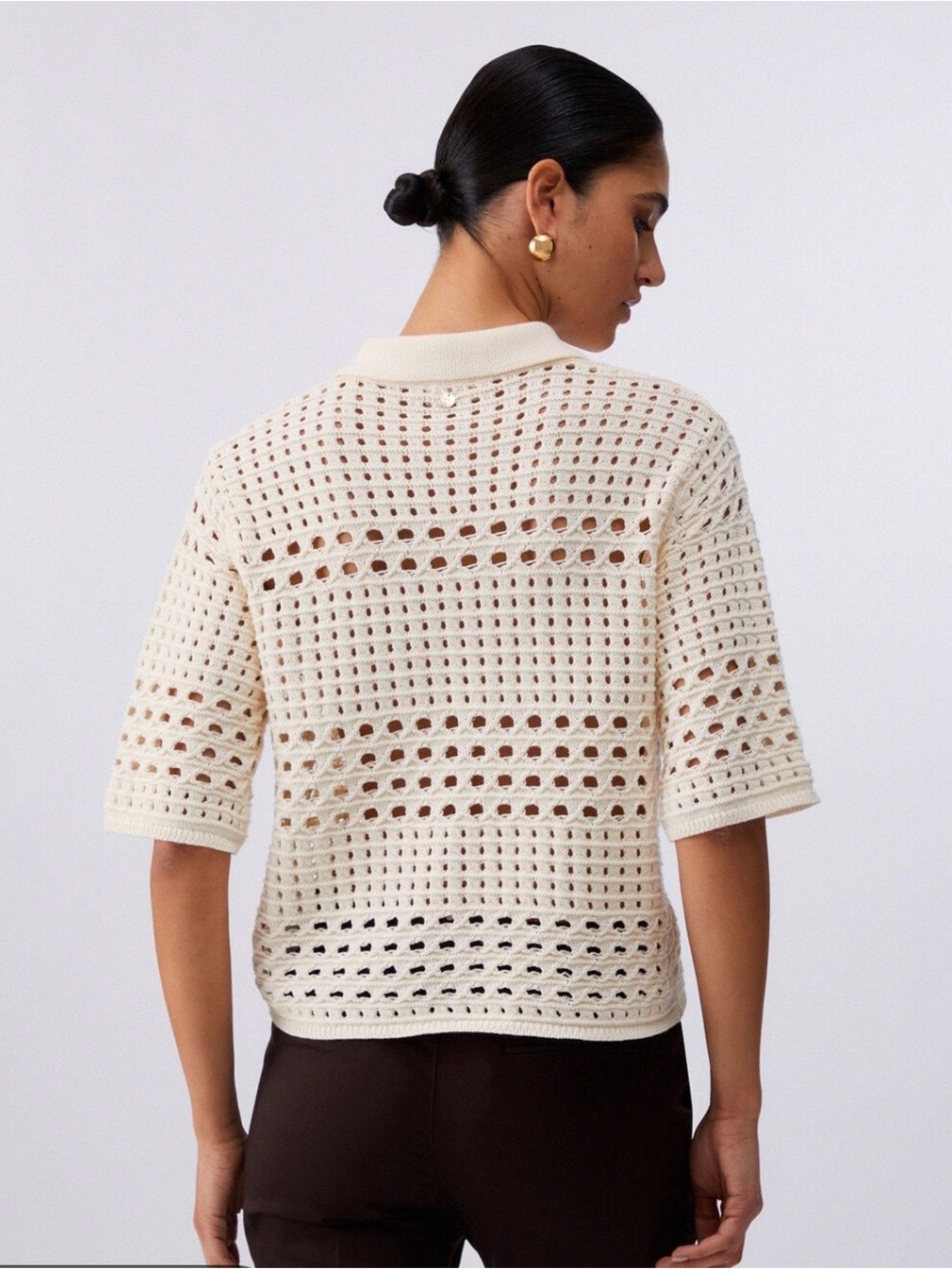 Liu Jo White Open Weave Cotton Tunic Top IT 40 US 4 Boho Coastal Chic Minimalist